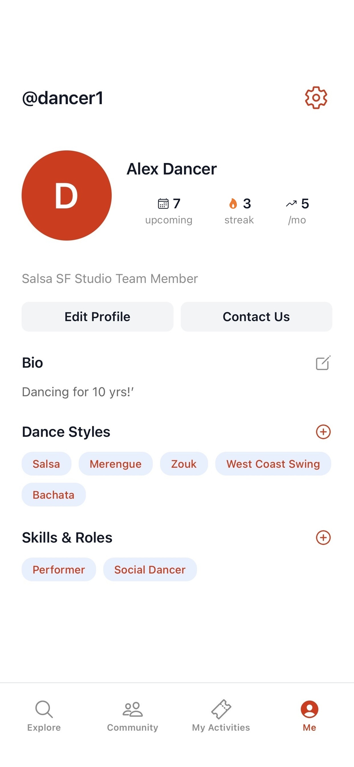 Your profile page